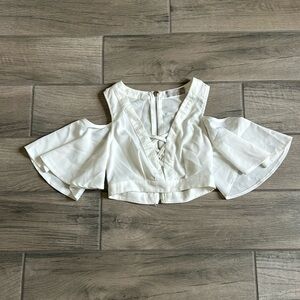 Rumor boutique lace up cold shoulder top